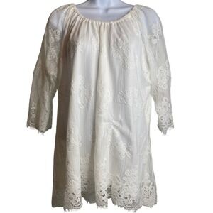 Shannon Ford NY Womens White Lace Overlay Top Sz 2X Angelic Feminine Dainty